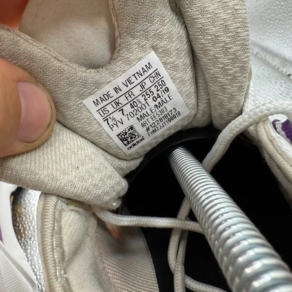 Size‎ 7.5 Adidas FYW S-97 Mens White Purple Orange Athletic Shoes EE5303